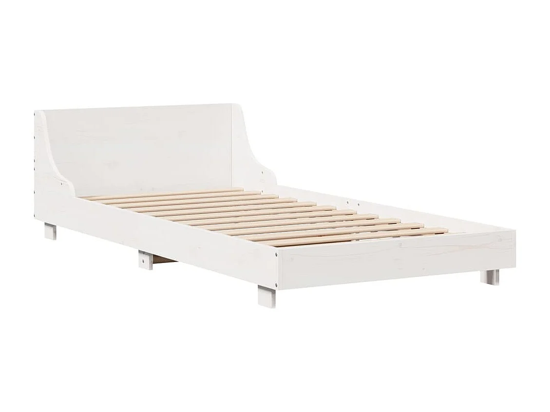 Lit simple | Lit adulte, enfant | Cadre de lit blanc 100x200 cm bois de pin massif
