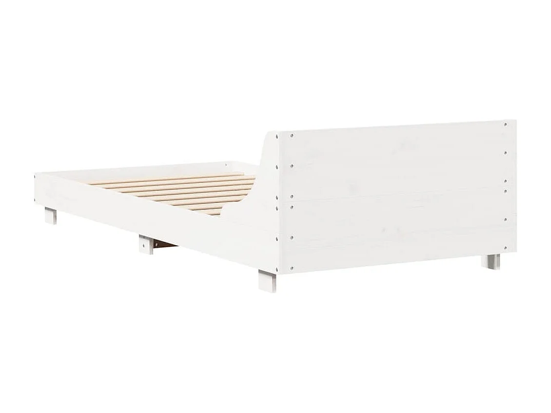 Lit simple | Lit adulte, enfant | Cadre de lit blanc 100x200 cm bois de pin massif