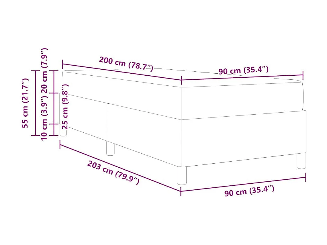 Lit simple | Lit adulte, enfant | Cadre de lit Vert foncé vert et blanc 90x200 cm Velours