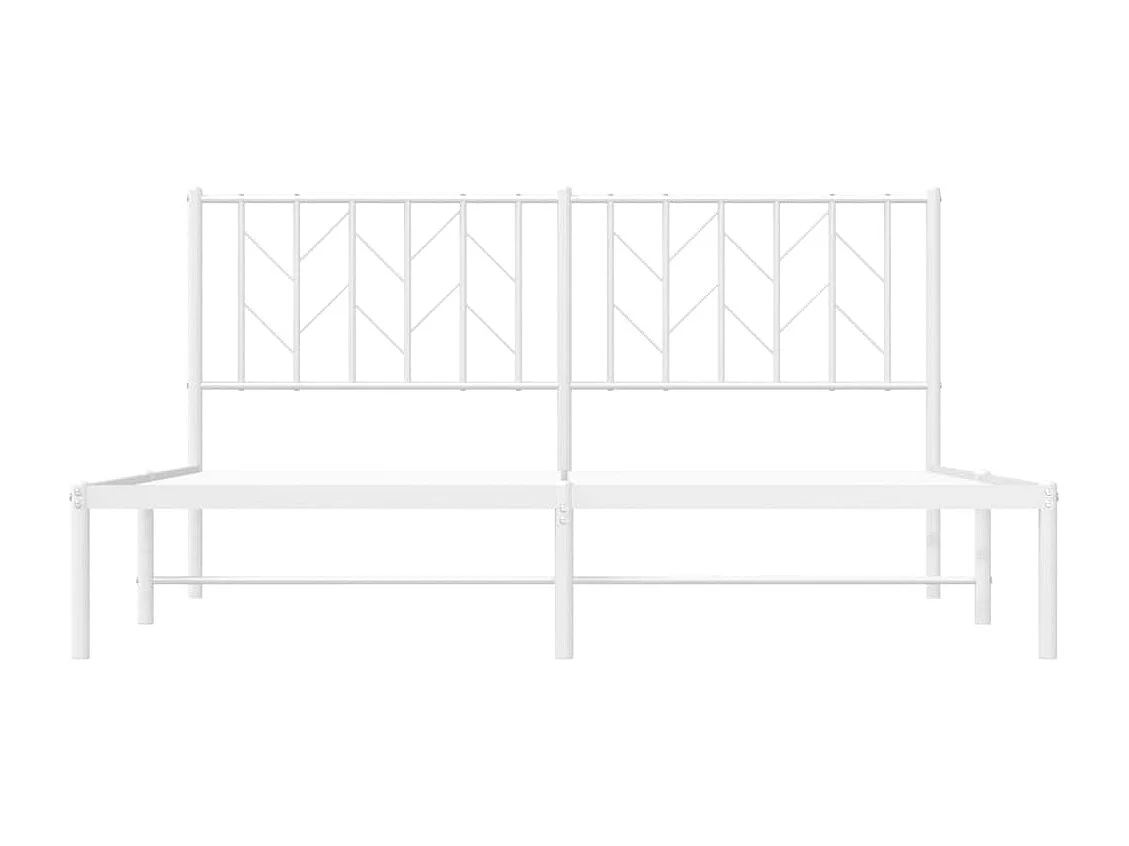 Lit double | Lit adulte | Cadre de lit métal et tête de lit blanc 160x200 cm