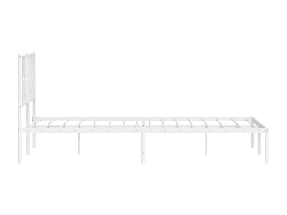 Lit double | Lit adulte | Cadre de lit métal et tête de lit blanc 160x200 cm