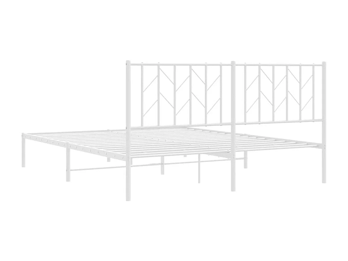 Lit double | Lit adulte | Cadre de lit métal et tête de lit blanc 160x200 cm