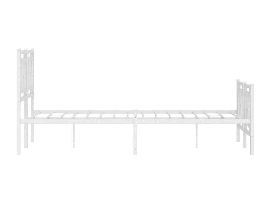 Lit simple | Lit adulte, enfant | Cadre de lit métal et pied de lit blanc 120x190 cm