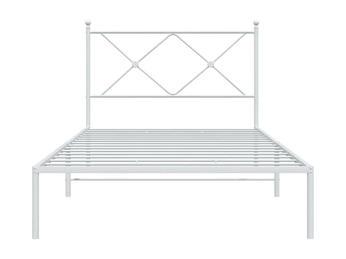 Lit simple | Lit adulte, enfant | Cadre de lit métal et tête de lit blanc 100x200 cm