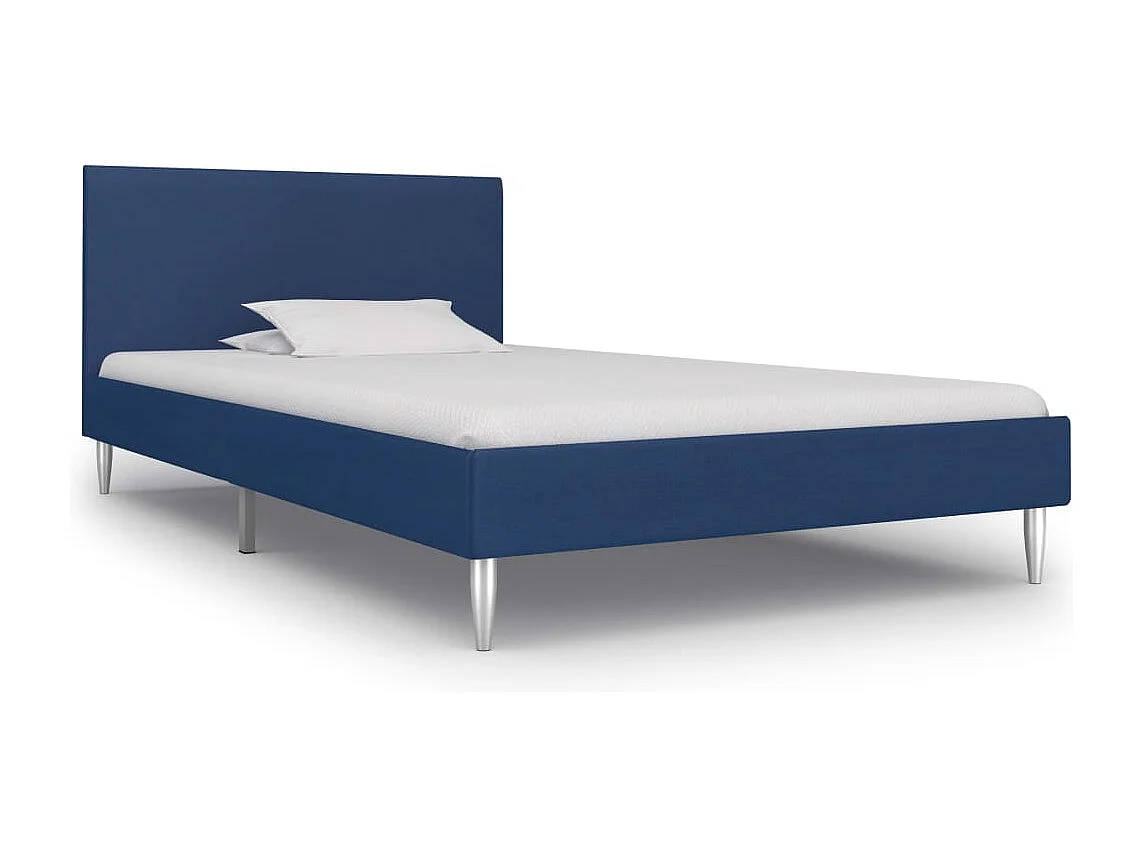 Lit simple | Lit adulte, enfant | Cadre de lit bleu tissu 90x200 cm