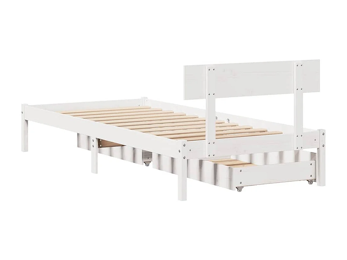 Lit simple | Lit adulte, enfant | Cadre de lit blanc 90x190 cm bois de pin massif