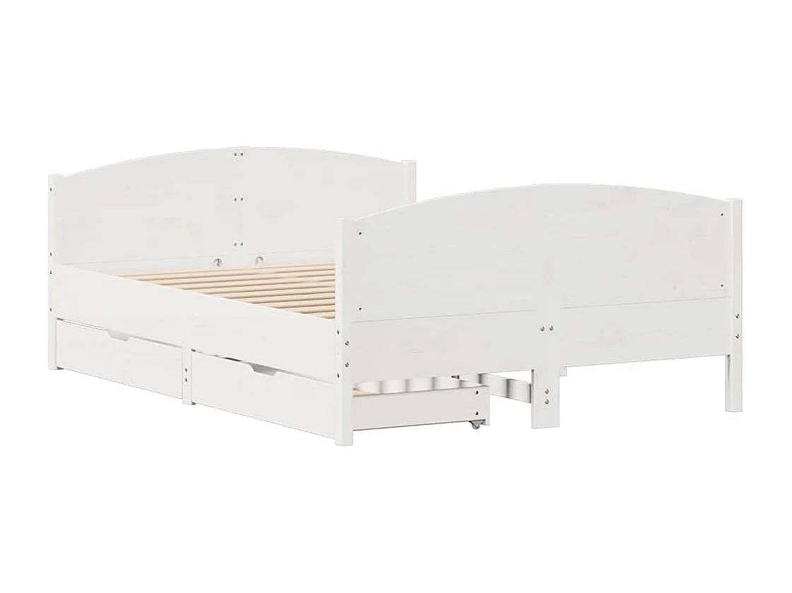 Lit double | Lit adulte | Cadre de lit blanc 135x190 cm bois de pin massif