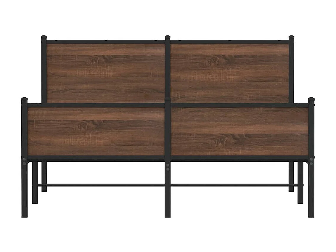 Lit double | Lit adulte | Cadre de lit en métal chêne marron 150x200 cm