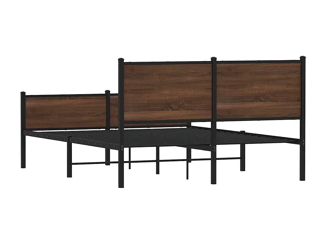 Lit double | Lit adulte | Cadre de lit en métal chêne marron 150x200 cm