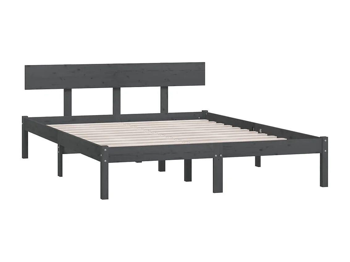 Lit double | Lit adulte | Cadre de lit bois massif gris 200x200 cm