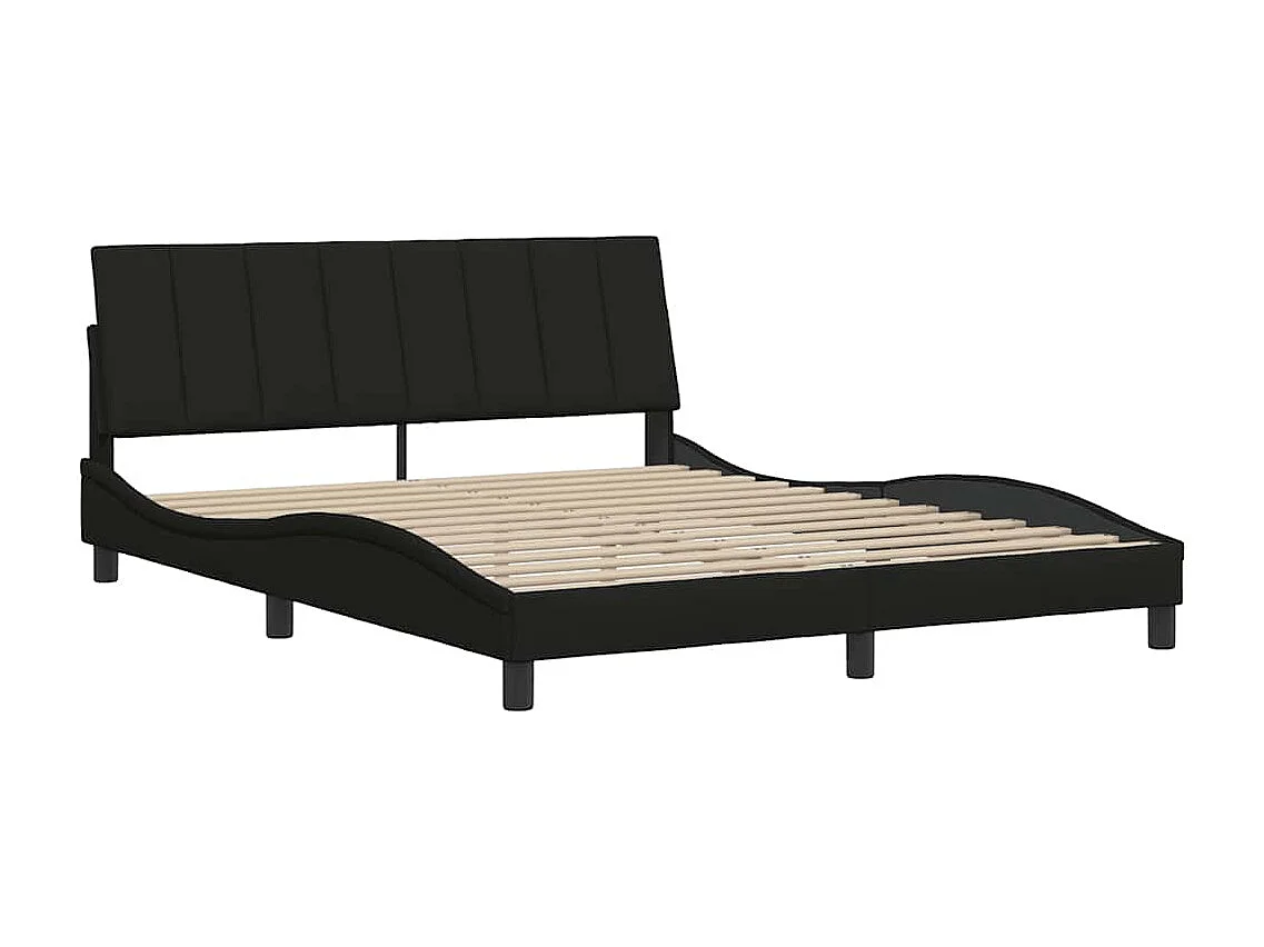 Letto per adulti | Letto matrimoniale | Giroletto senza Materasso Hanko Nero 160x200 cm in Tessuto