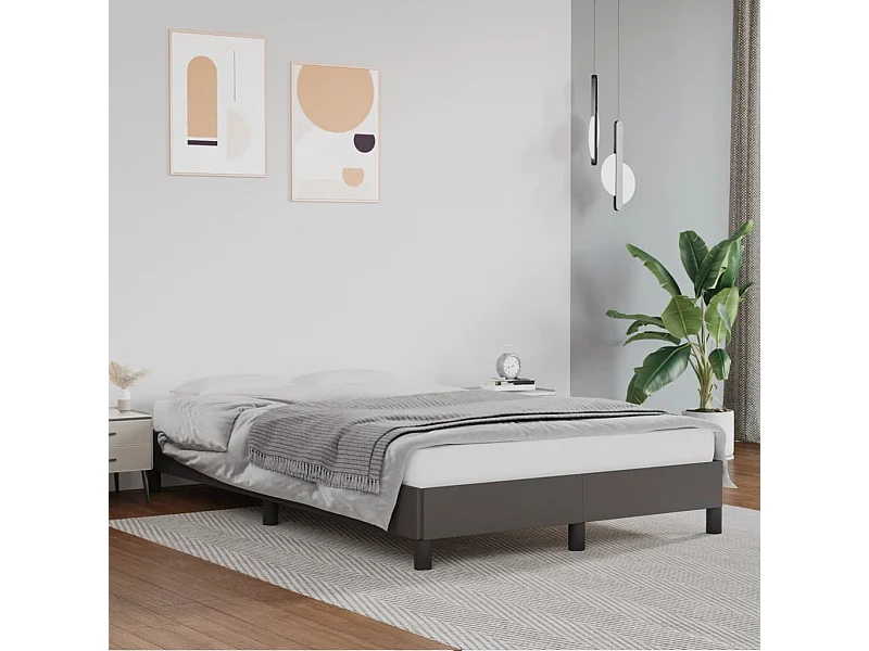 Lit simple | Lit adulte, enfant | Cadre de lit gris 120x190 cm similicuir