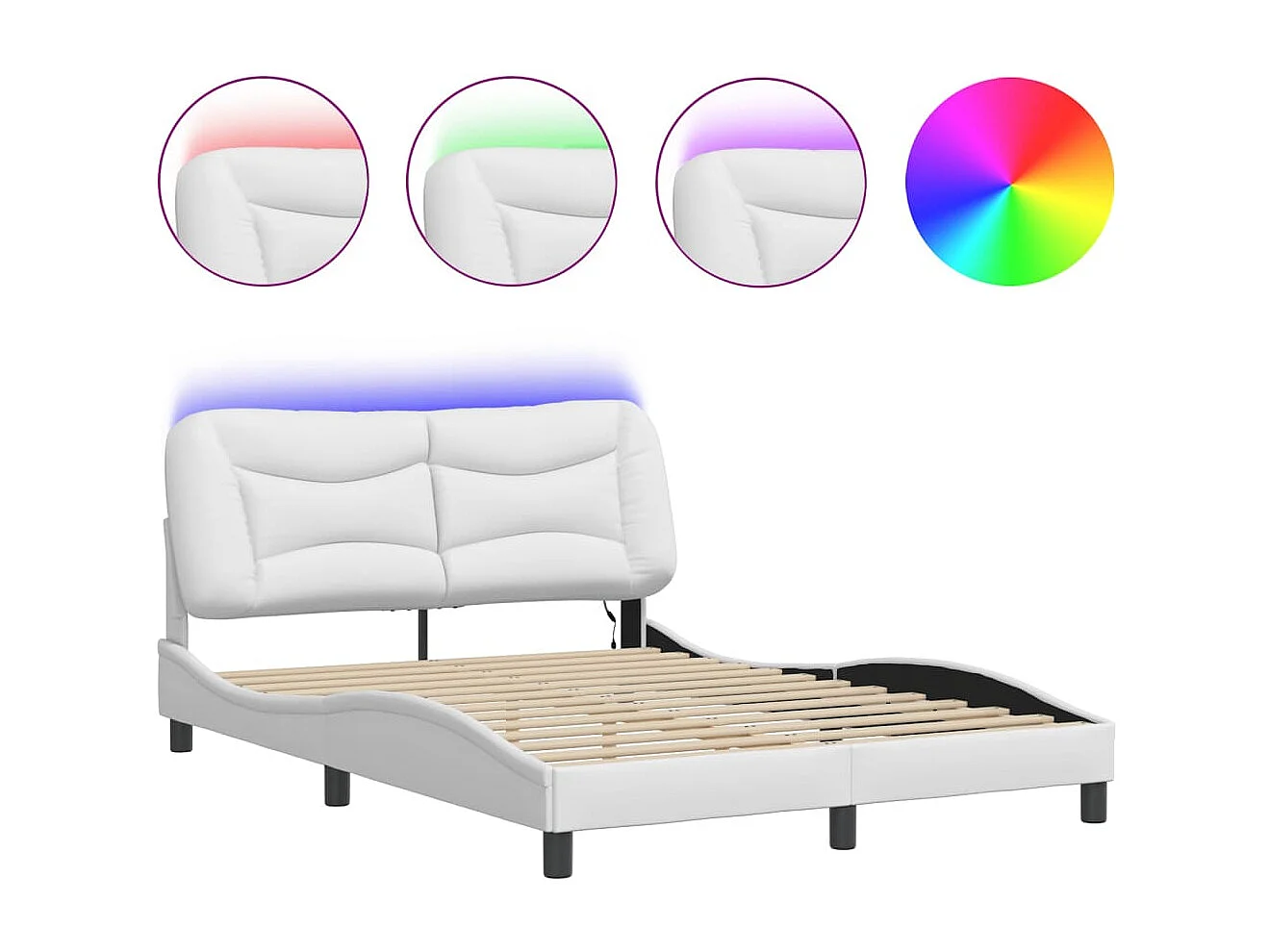 Bedframe | Eenpersoonsbed met LED zonder matras "Hvar" wit 120x200 cm