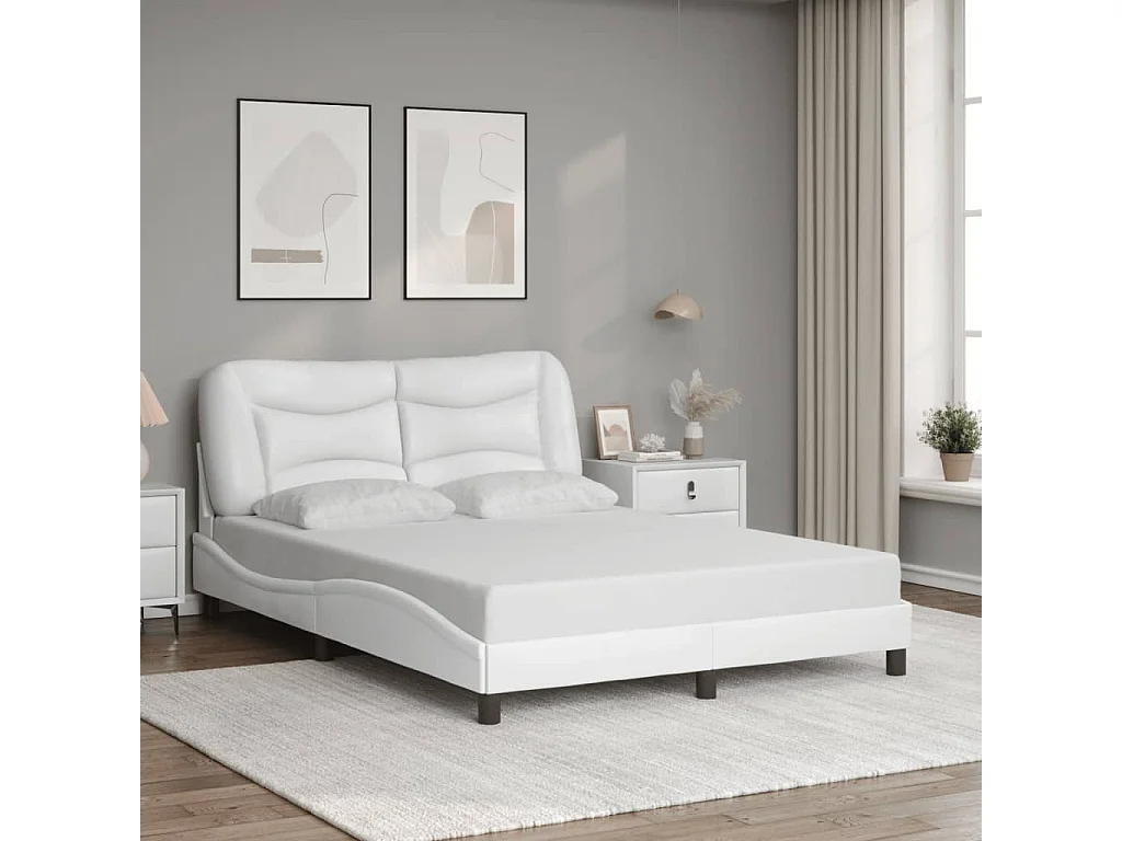 Bedframe | Eenpersoonsbed met LED zonder matras "Hvar" wit 120x200 cm