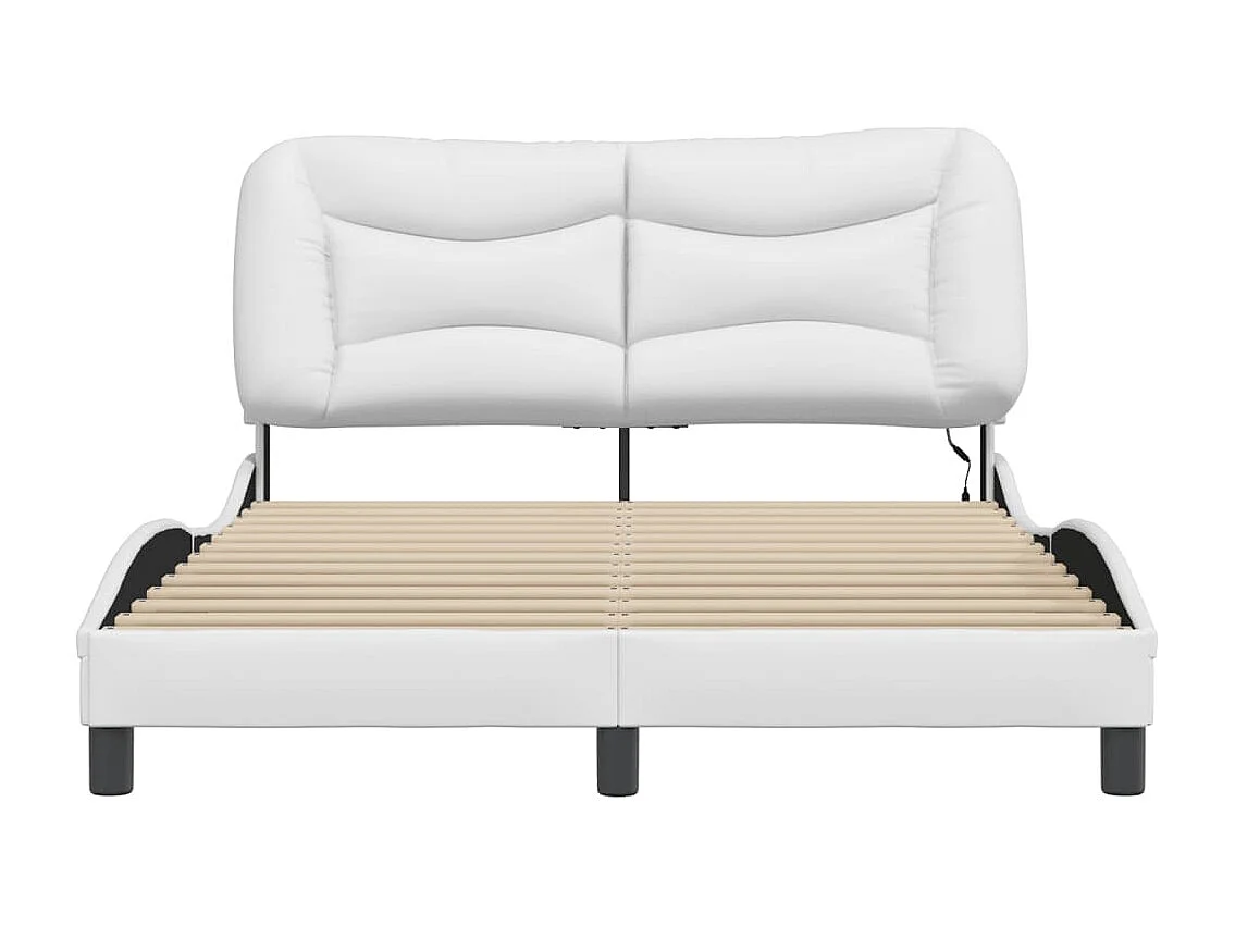 Bedframe | Eenpersoonsbed met LED zonder matras "Hvar" wit 120x200 cm