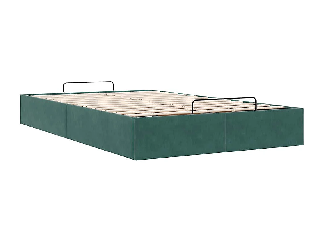 Lit simple | Lit adulte, enfant | Cadre de lit ottoman vert foncé 120x200 cm velours