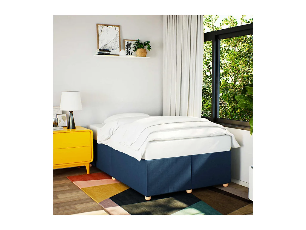 Letto per adulti | Letto singolo | Giroletto senza Materasso Blu 120x200 cm in Tessuto