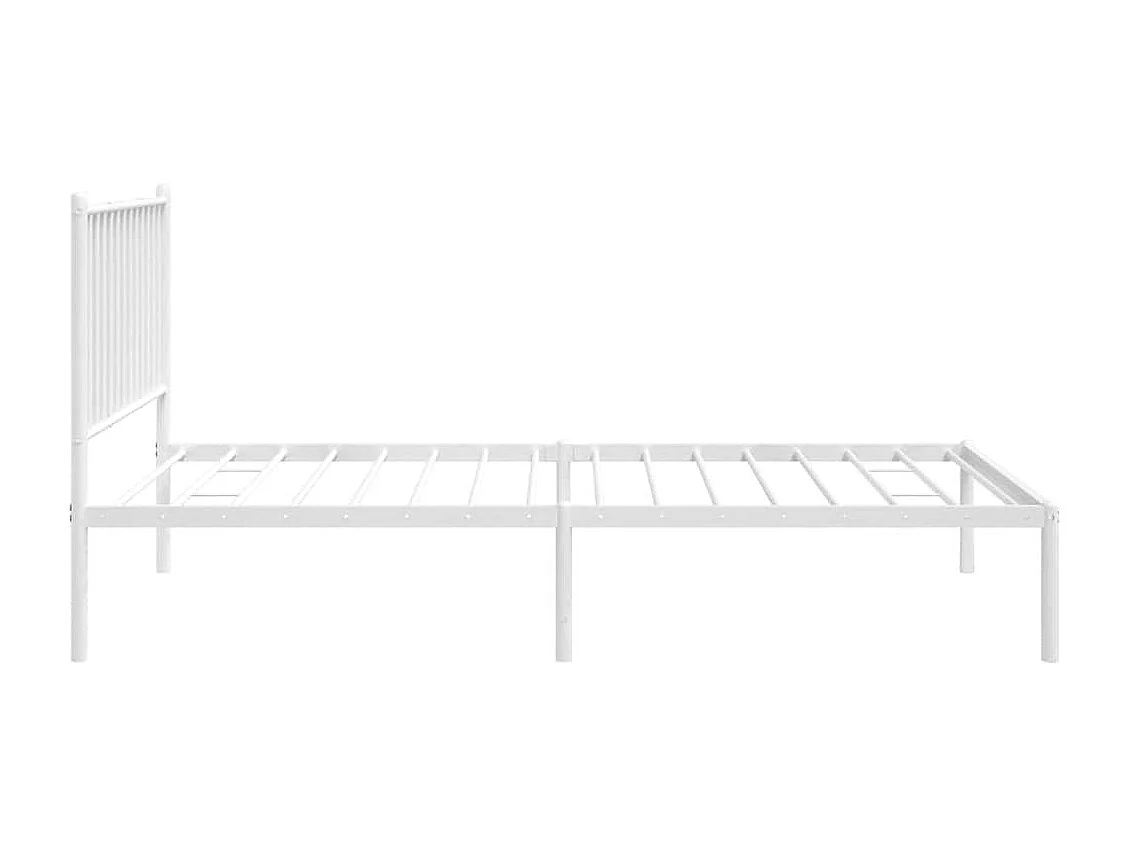Lit simple | Lit adulte, enfant | Cadre de lit métal et tête de lit blanc 100x190 cm