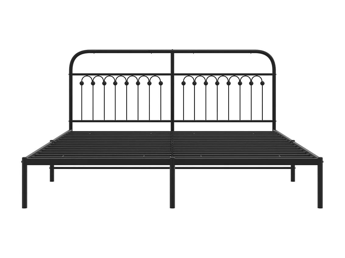 Lit double | Lit adulte | Cadre de lit métal avec tête de lit noir 183x203cm