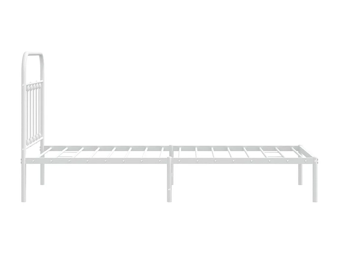 Lit simple | Lit adulte, enfant | Cadre de lit métal avec tête de lit blanc 90x190cm