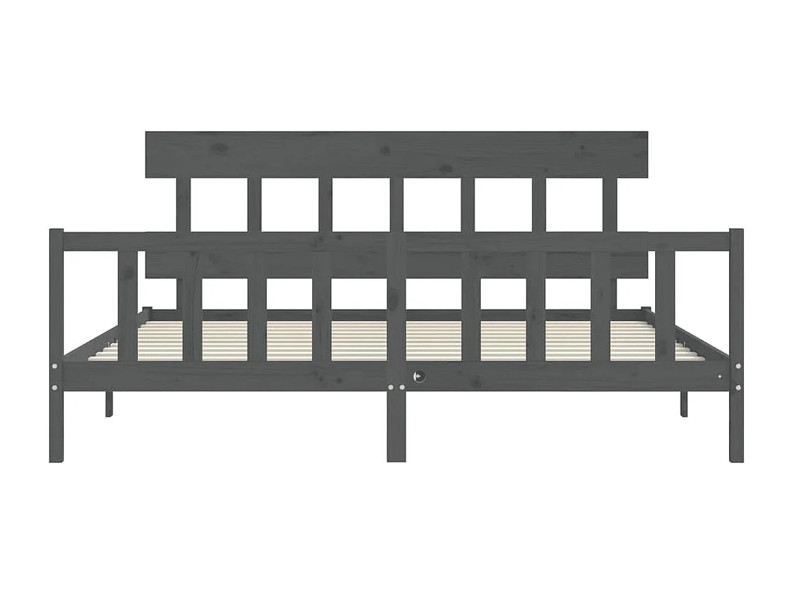 Lit double | Lit adulte | Cadre de lit gris 200x200 cm bois massif de pin