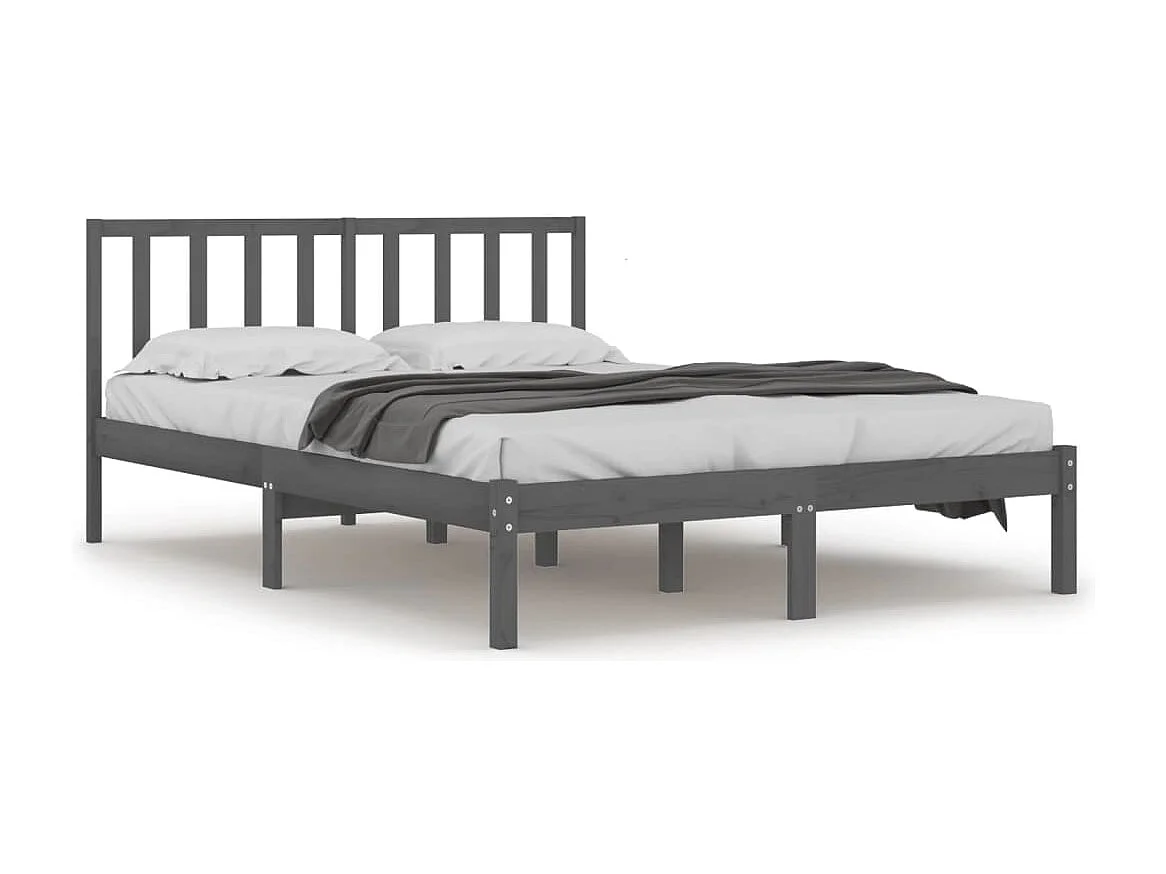 Lit double | Lit adulte | Cadre de lit bois massif de pin gris 200x200 cm
