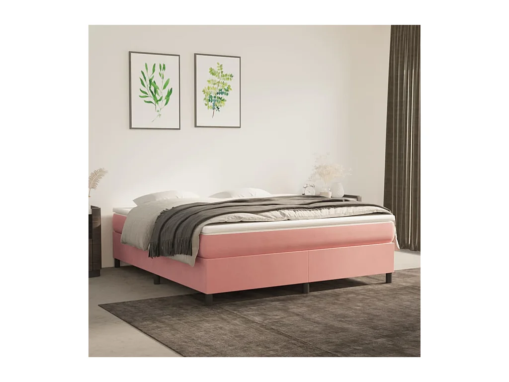 Lit double | Lit adulte | Cadre de lit rose 160x200 cm velours