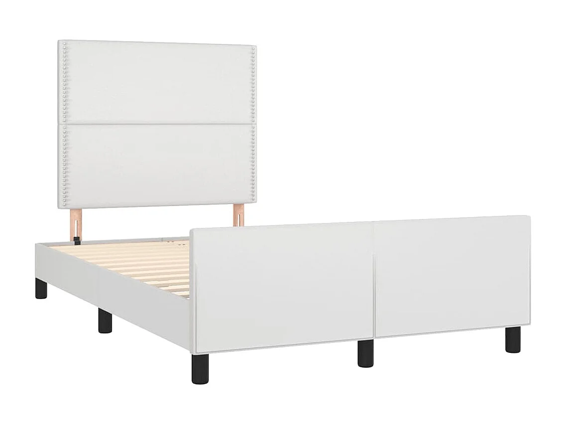 Lit simple | Lit adulte, enfant | Cadre de lit blanc 120x190 cm similicuir
