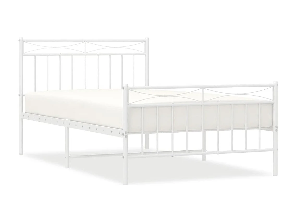 Lit simple | Lit adulte, enfant | Cadre de lit métal et pied de lit blanc 107x203 cm