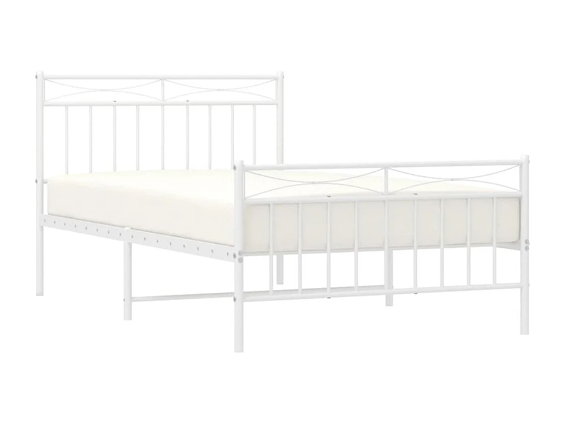 Lit simple | Lit adulte, enfant | Cadre de lit métal et pied de lit blanc 107x203 cm