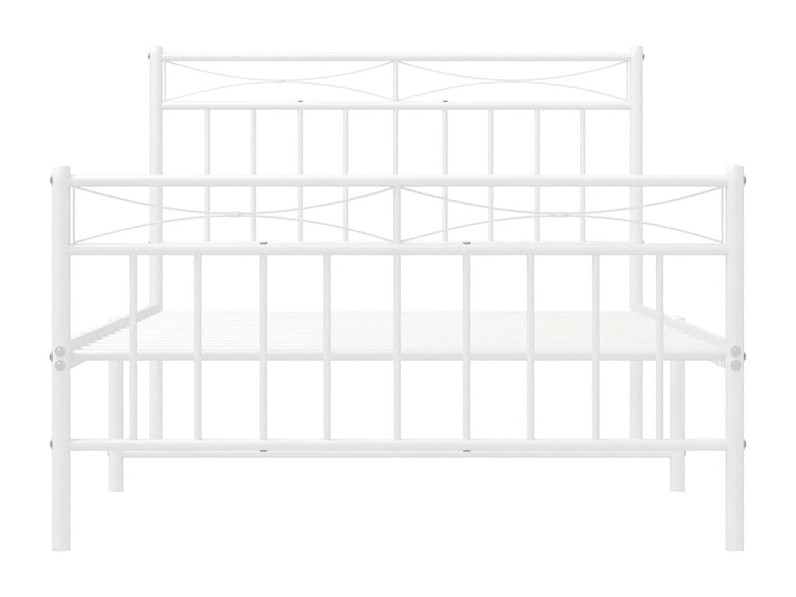 Lit simple | Lit adulte, enfant | Cadre de lit métal et pied de lit blanc 107x203 cm