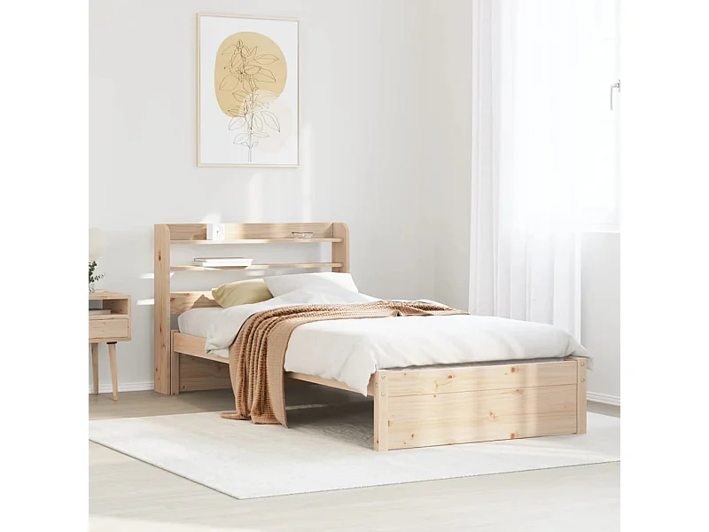 Letto per adulti | Letto singolo | Giroletto con Testiera 100x200 cm Legno Massello di Pino