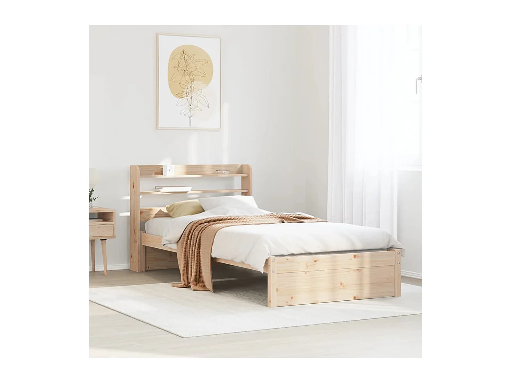 Letto per adulti | Letto singolo | Giroletto con Testiera 100x200 cm Legno Massello di Pino