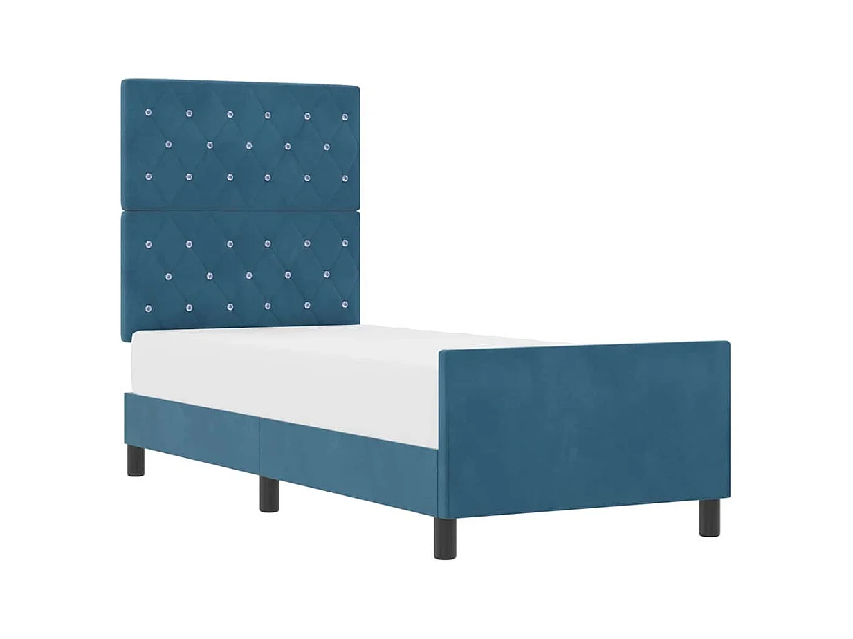 Lit simple | Lit adulte, enfant | Cadre de lit avec tête de lit Bleu foncé 80x200 cm Velours