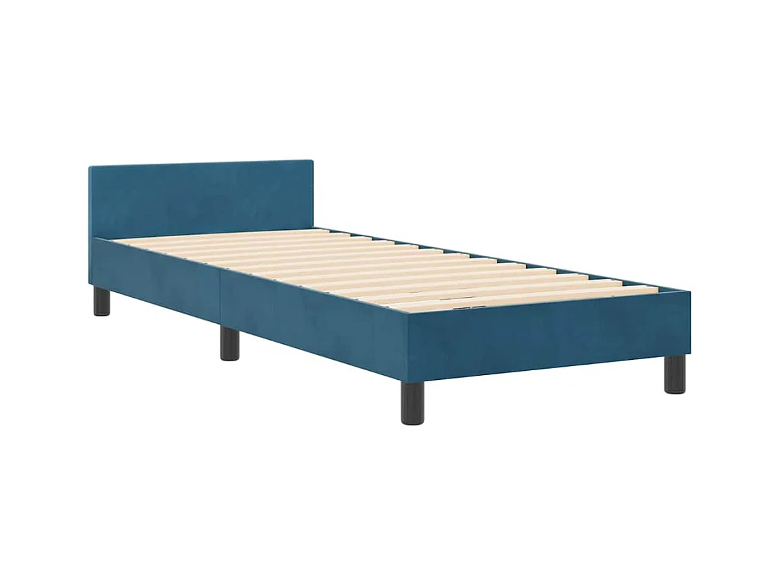 Lit simple | Lit adulte, enfant | Cadre de lit avec tête de lit Bleu foncé 80x200 cm Velours