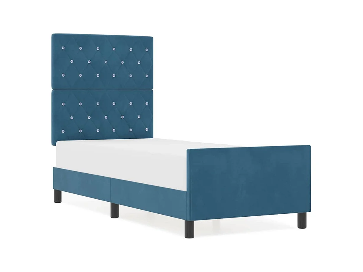 Lit simple | Lit adulte, enfant | Cadre de lit avec tête de lit Bleu foncé 80x200 cm Velours