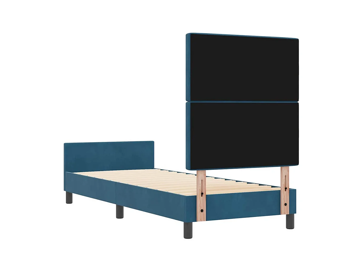 Lit simple | Lit adulte, enfant | Cadre de lit avec tête de lit Bleu foncé 80x200 cm Velours