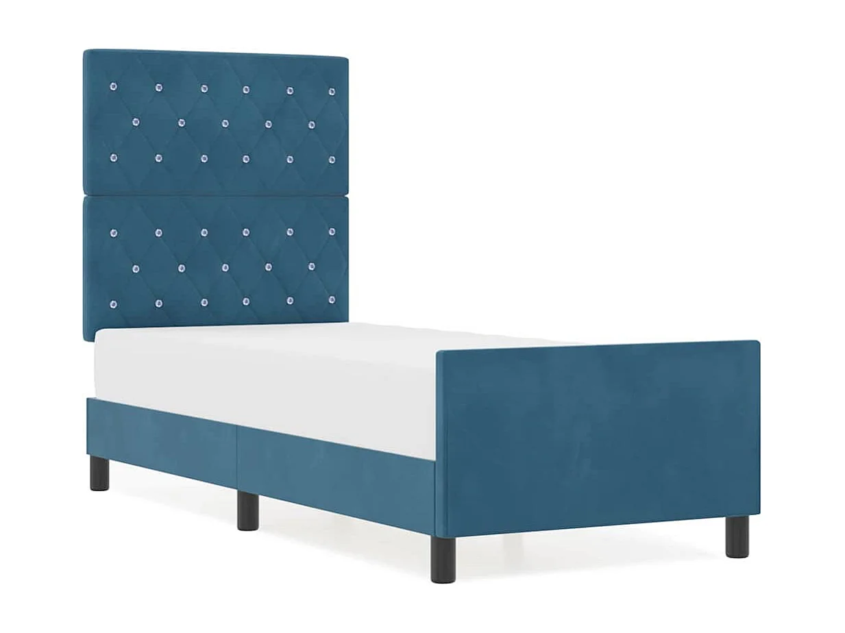 Lit simple | Lit adulte, enfant | Cadre de lit avec tête de lit Bleu foncé 80x200 cm Velours