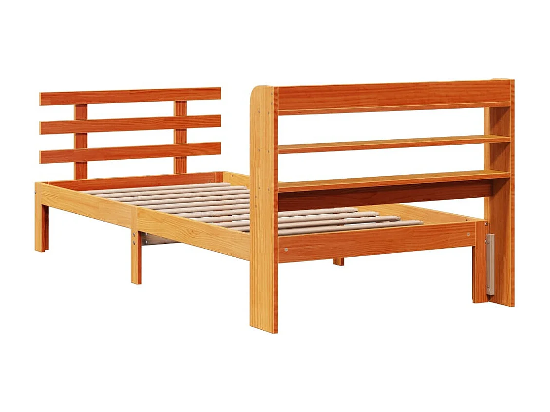 Lit simple | Lit adulte, enfant | Cadre de lit et tête de lit cire marron 100x200 cm