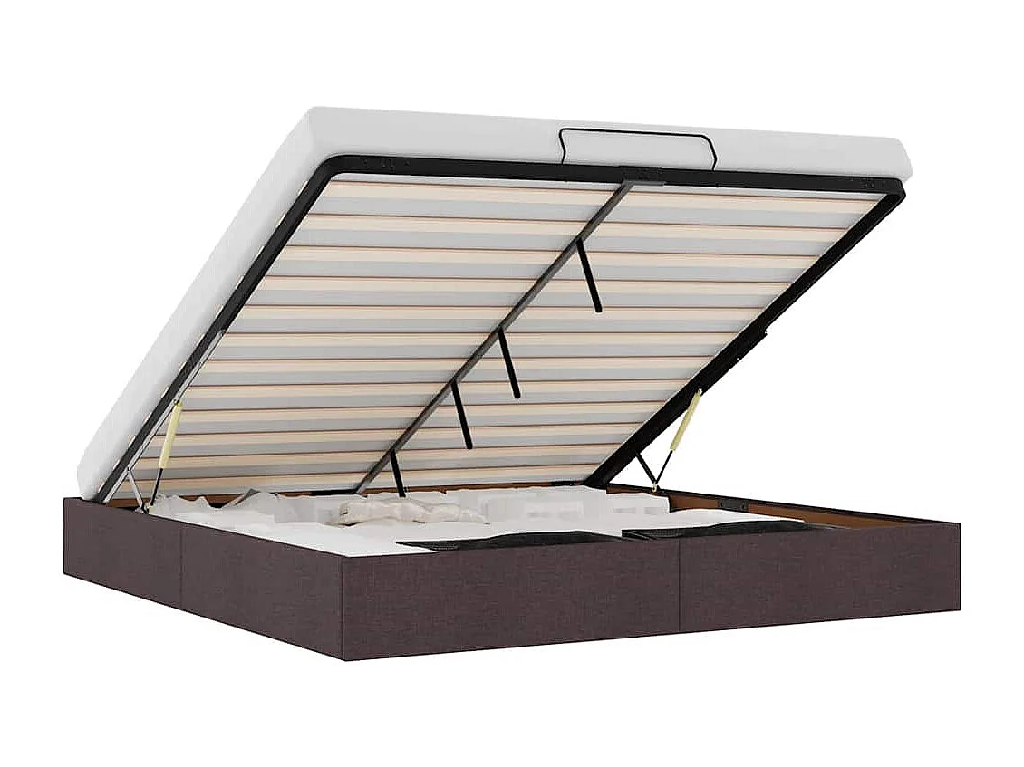 Lit double | Lit adulte | Cadre de lit ottoman marron foncé 180x200 cm tissu