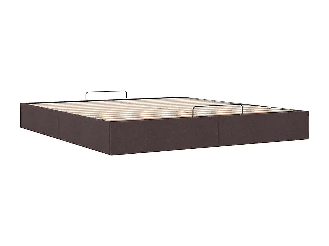 Lit double | Lit adulte | Cadre de lit ottoman marron foncé 180x200 cm tissu