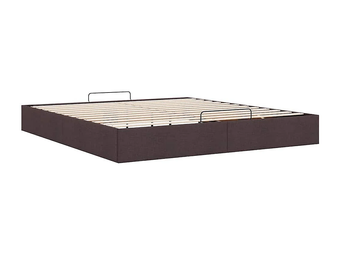 Lit double | Lit adulte | Cadre de lit ottoman marron foncé 180x200 cm tissu