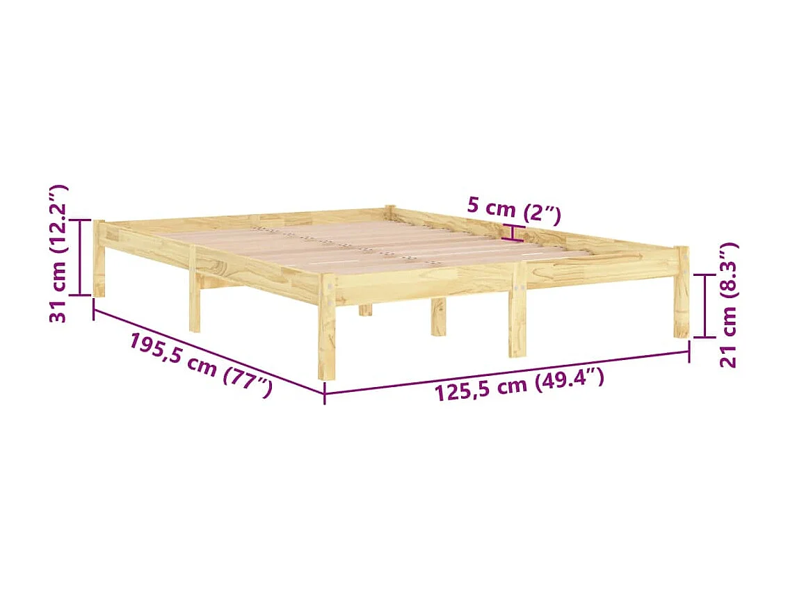 Lit simple | Lit adulte, enfant | Cadre de lit bois massif 120x190 cm