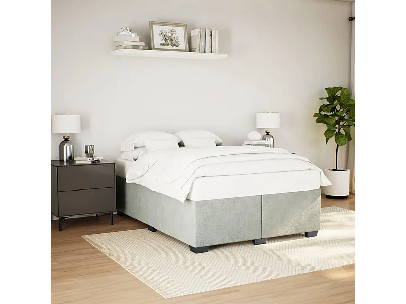 Lit double | Lit adulte | Cadre de lit gris clair 140x190 cm velours