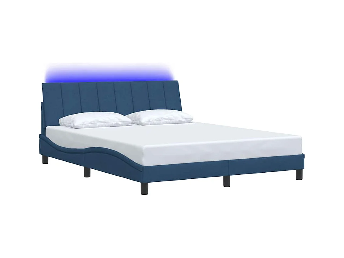 Letto per adulti | Letto matrimoniale | Giroletto senza Materasso Hanko Blu 160x200 cm in Tessuto