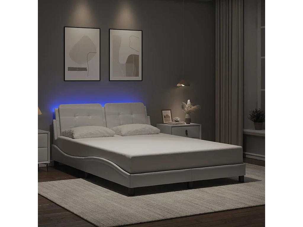 Bedframe | Eenpersoonsbed met LED zonder matras "Zadar" wit 120x200 cm