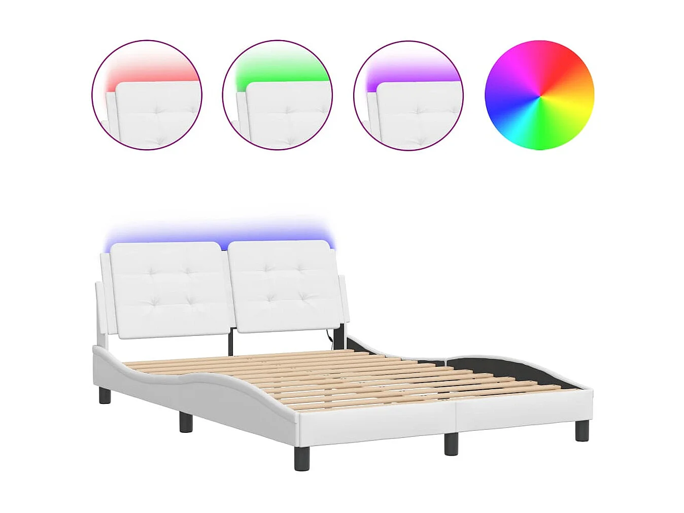Bedframe | Eenpersoonsbed met LED zonder matras "Zadar" wit 120x200 cm