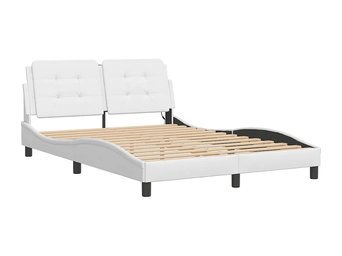 Bedframe | Eenpersoonsbed met LED zonder matras "Zadar" wit 120x200 cm