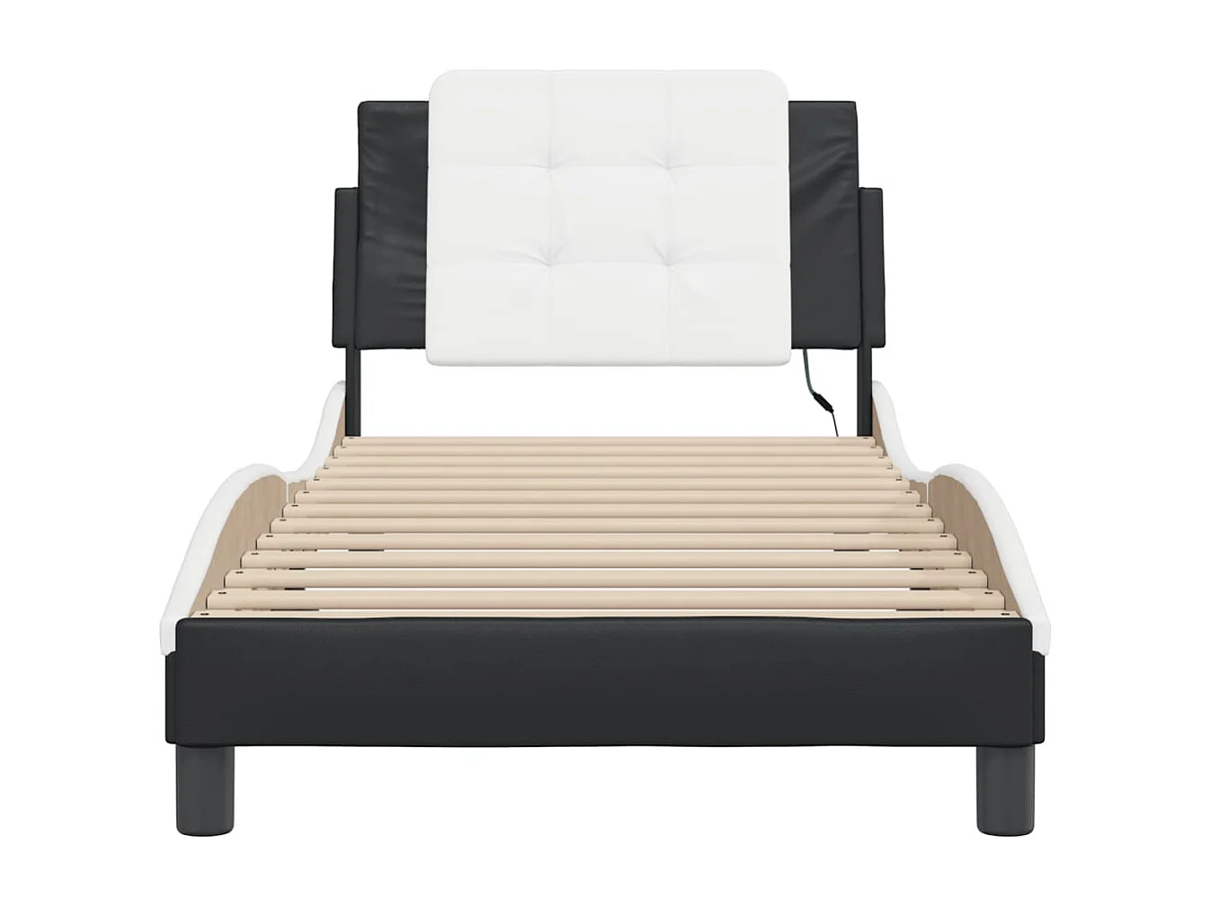 Lit simple | Lit adulte, enfant | Cadre de lit avec LED noir et blanc 80x200 cm