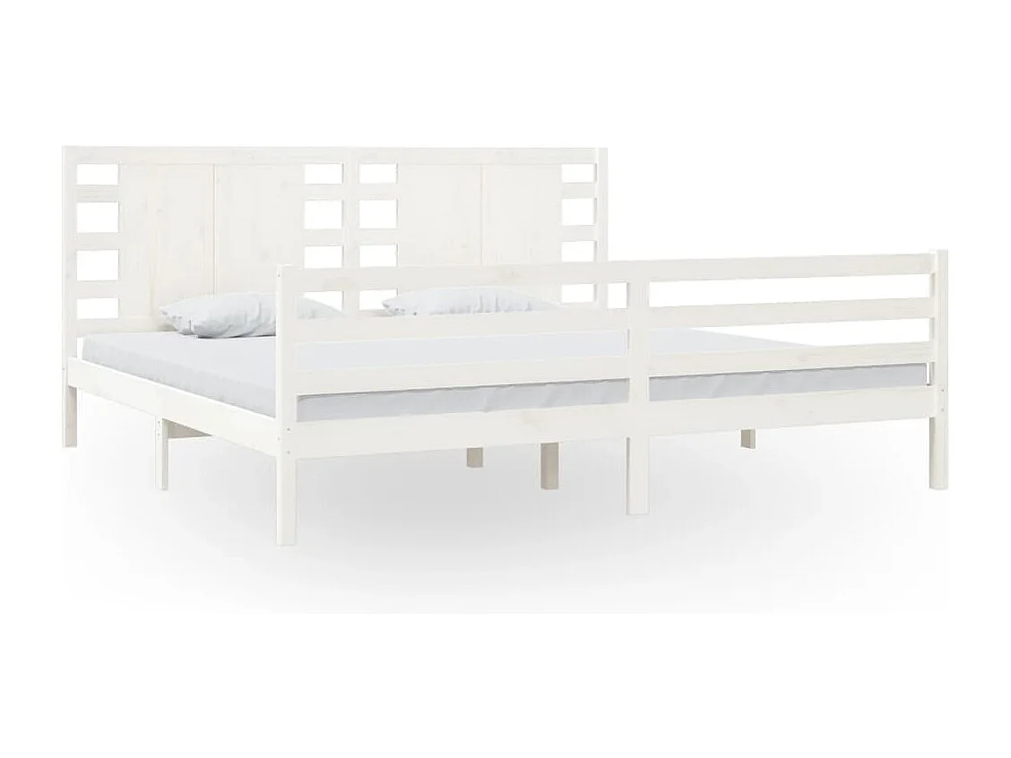Lit double | Lit adulte | Cadre de lit blanc 200x200 cm bois massif de pin